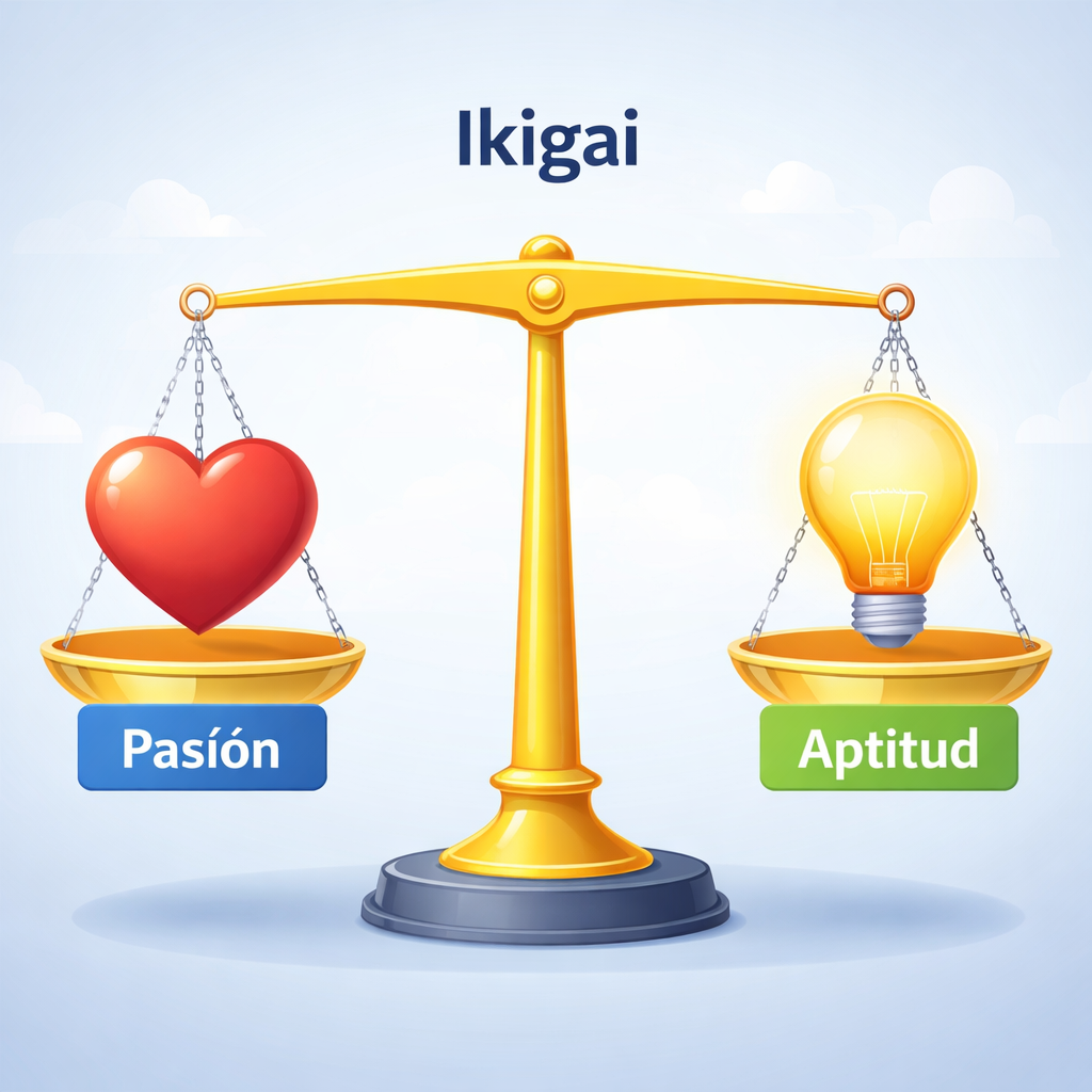 Diagrama ikigai vocacional pasión y aptitud